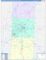 Greensboro-High Point Metro Area Wall Map Color Cast Style 2024
